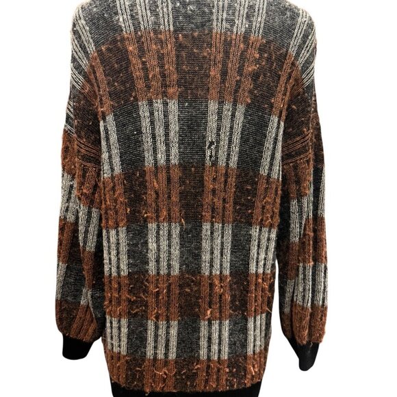 Vintage 1970s Maisey St. John for Neiman Marcus Grandpa Cardigan – Rust & Black - Picture 4 of 4